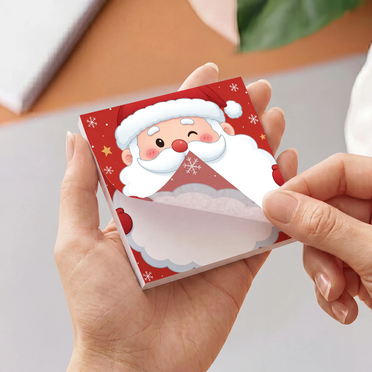 300/100 Pieces of Square Christmas Sticky Notes Suitable for Office, School, Home Desks—Self-Adhesive Santa Claus and Snowman Memo Pads with Reminder Function, Holiday Planning Paper, Halloween and Christmas Gifts