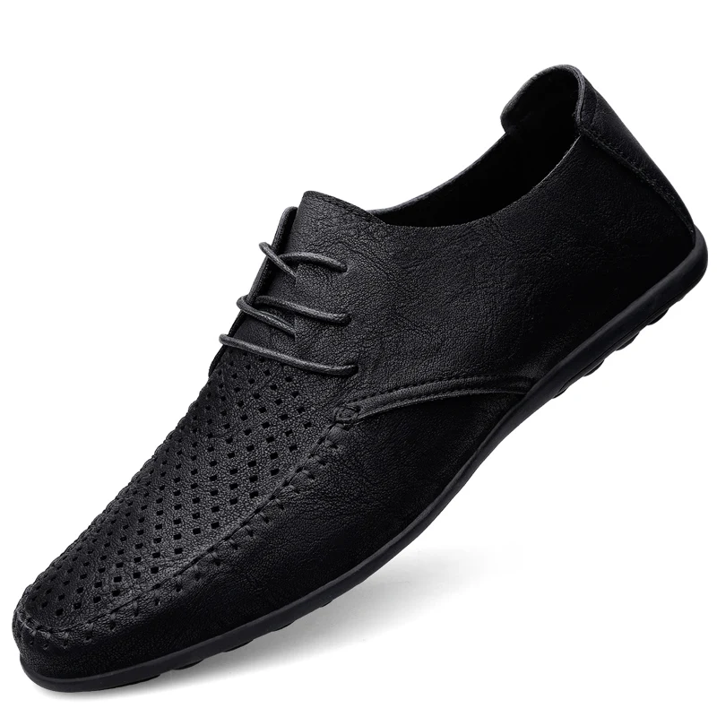 Leather Men Breathable Driving Shoes Fashion Luxury Brands Formal Men Loafers Moccasins Italian Male Shoes Black Plus Size 38-47