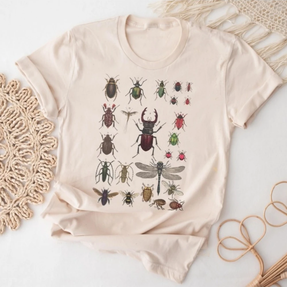 

Винтажная футболка с насекомыми, подарочная рубашка для любителей природы, женская и мужская футболка, подарок для него, ее Дня матери, ошибки, растения, садовые футболки