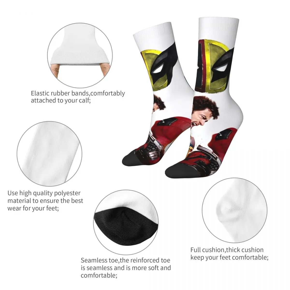 Deadpool & Wolverine Poster Autumn Winter Fashion UnisexSocks Cartoon Anime Non-slip Football Socks