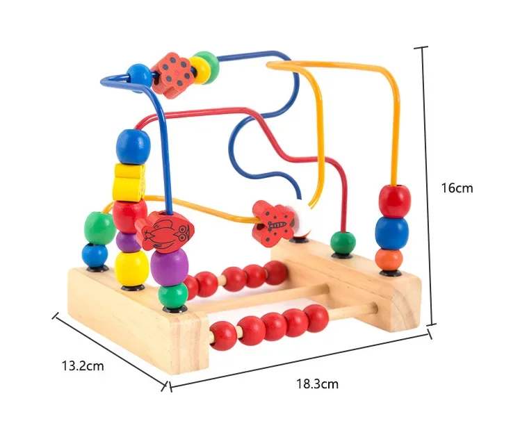 Children's Toys Wooden Beads Legos Early Education Beads Three Tracks Around The Bead Kindergarten Board Game Beads Toys
