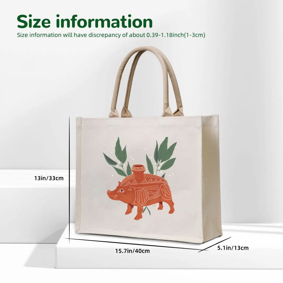 Etruscan Boar Vessel - Floral Artefacts Tote Bag reusable shopping bag cute pouch bag bags for women custom fabric