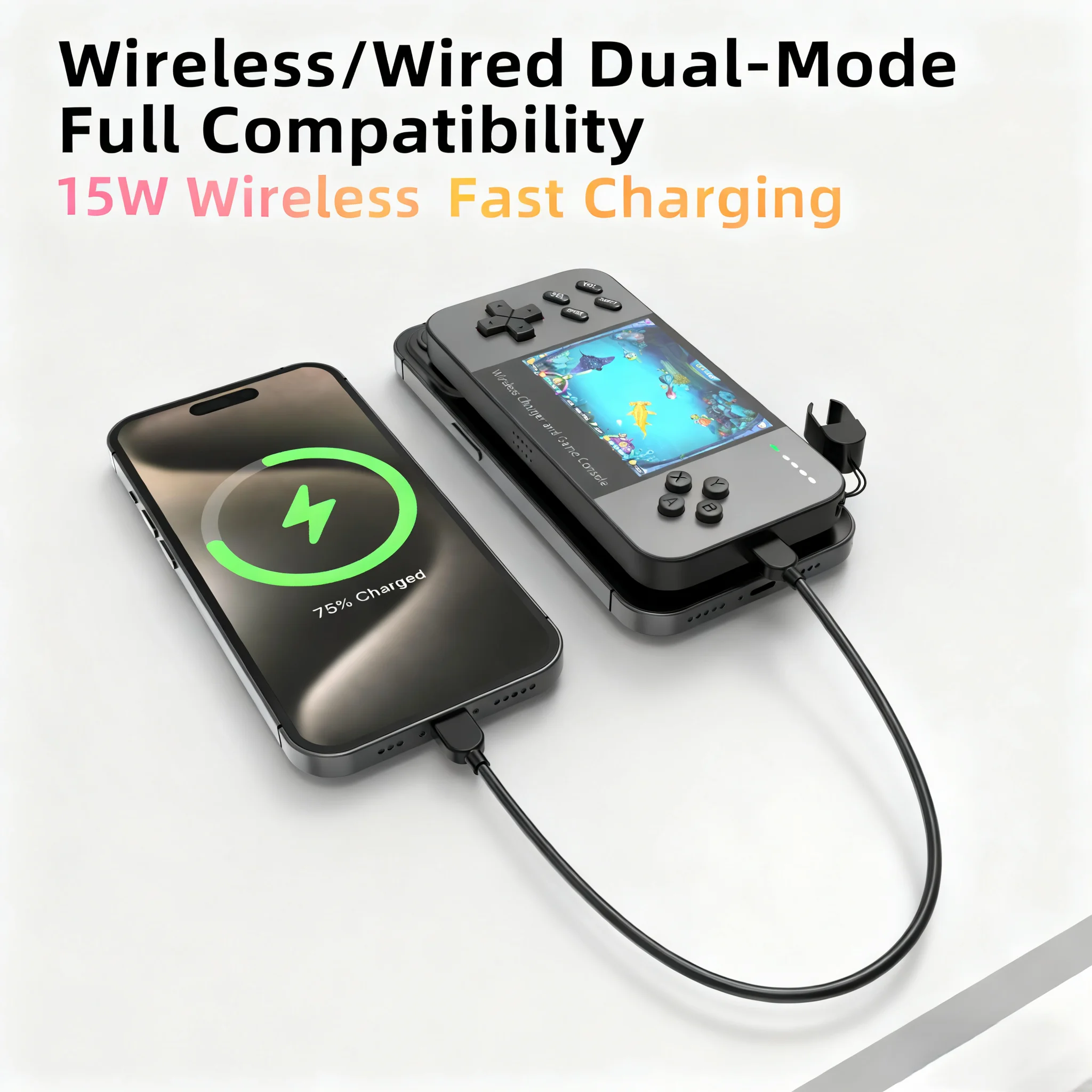 2025 Mini Handheld Game Console Magnetic Wireless 5000mAh Powerbank Fast Charging External Battery For iPhone 17 with 1500 Games