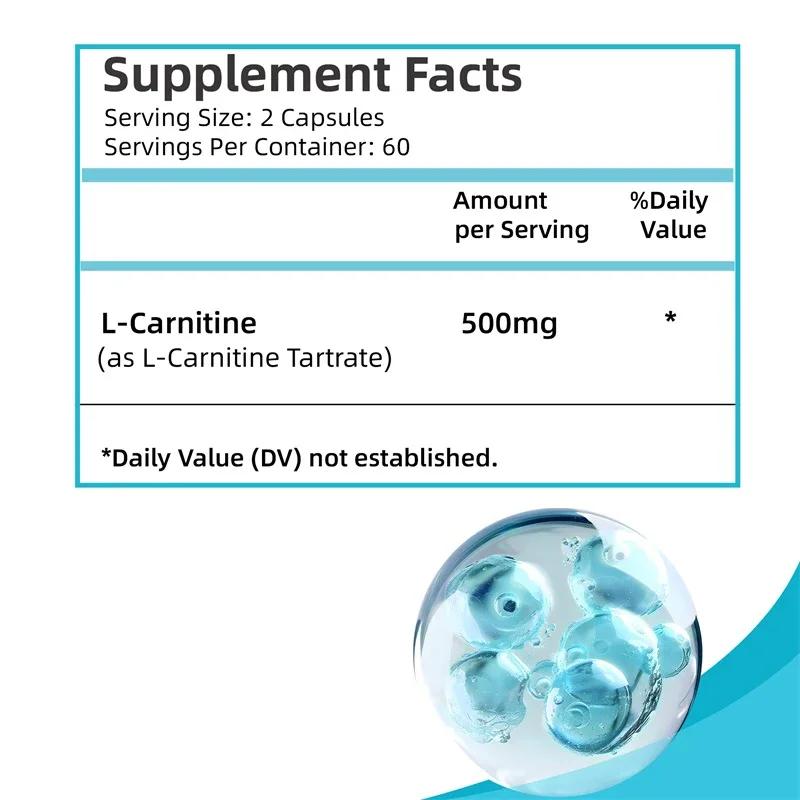 L-Carnitine Capsules - Burner Fat, Weight Management,Grow Muscles, Promote Metabolism, Improves Memory and Concentration Vegan
