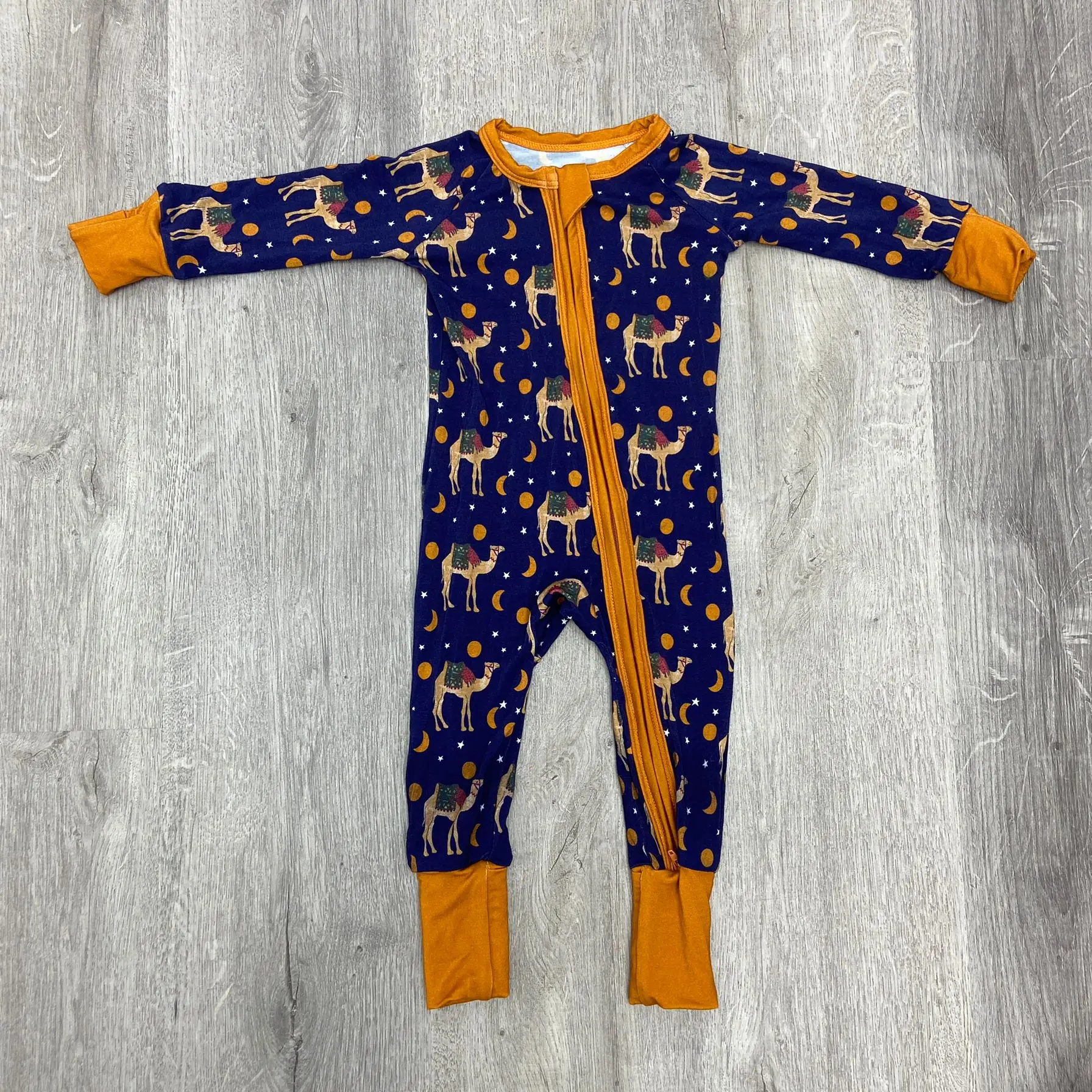 3-6M Breathable 95% Bamboo Fabric Toddler Boys Girls Rompers Long Sleeve Newborn Zipper Jumpsuit Infant Sleep Pajamas Clothes