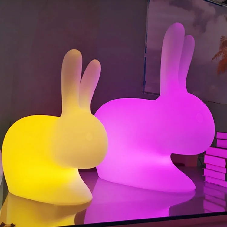 Rechargeable Plastic Rabbit Desk Lamp Decoration Lamp Bunny Night Light with USB charge for Garden Home Bedroom Party wedding