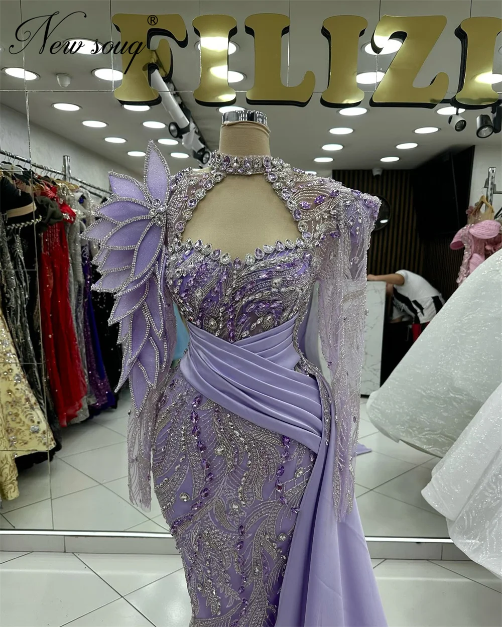 

Фиолетовые вечерние платья с бисером, индивидуальное платье с разрезом по бокам для дня рождения, второе платье для приема, женское платье для выпускного вечера, Vestidos De Cóctel