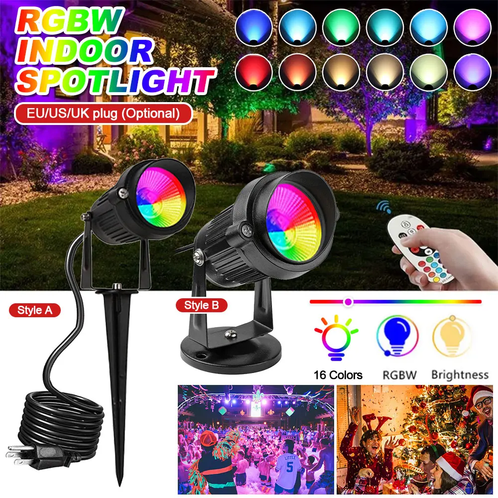 Remote Control Ground Plug Lawn Spotlight 16 RGBW Colors Spotlights IP65 Outdoor Waterproof Landscape Lighting Garden Decor