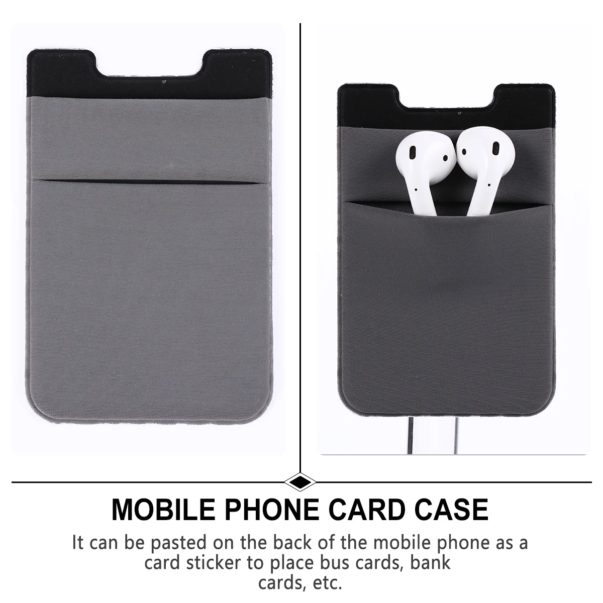 2 Pcs Texture Solid Color Phone Card Holder Mobile Phones Stick Cell Wallet