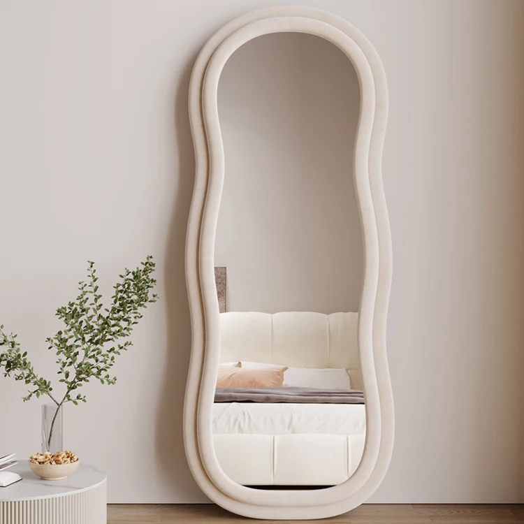 Wavy Curvy Standing Organic Mirror Wave Pattern Irregular Wall Mirror Full Length Mirror