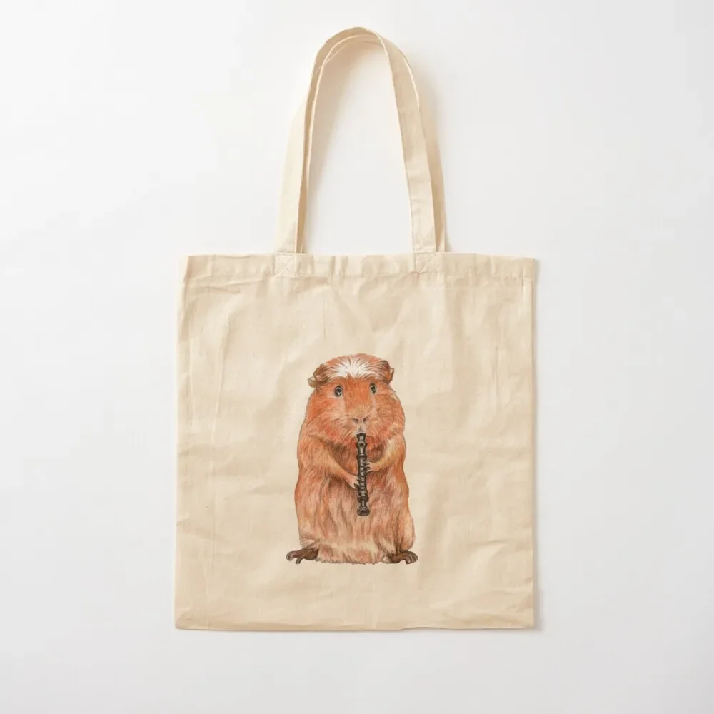 

Guinea pig playing recorder Tote Bag female bag Women's shopping bag shopping trolley free delivery bags