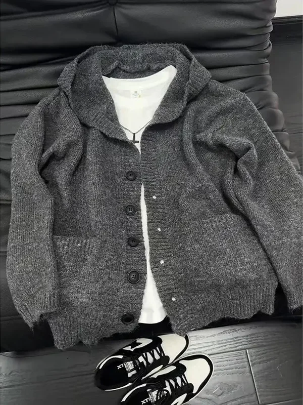 

Мужская толстовка с капюшоном American Sle Heavyweight ey, повседневный вязаный свитер, свободное ленивое пальто Ci, уличное свободное пальто из полиэфирного волокна