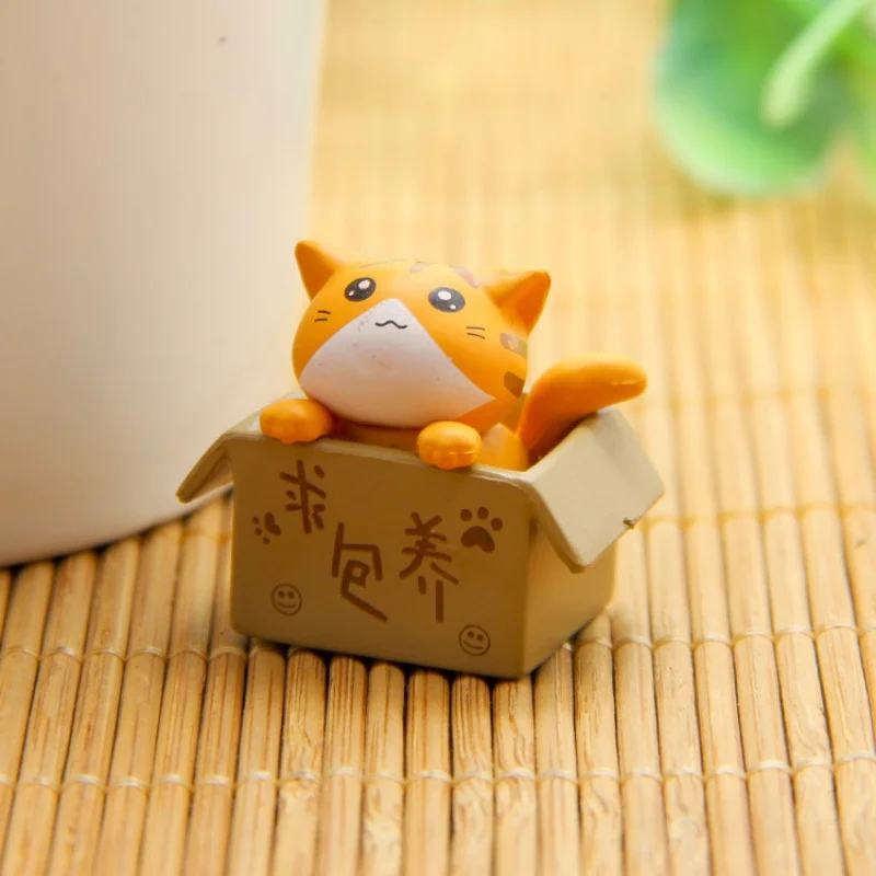 4pcs Mini Cat Ornament Garden Kitten Statue Gift For Kids Children Baby Room Cute Kawaii Toy Miniature Figurines Home Decoration