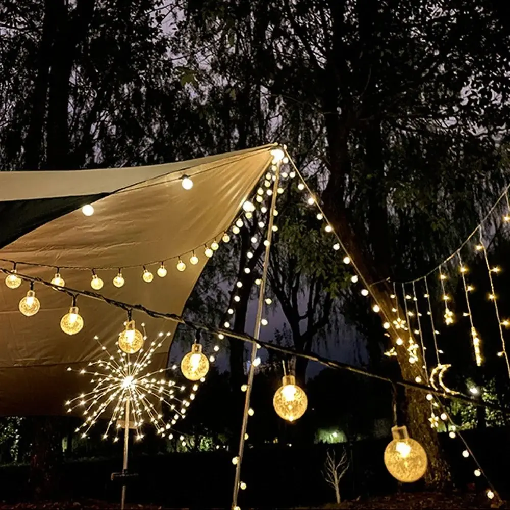 200 LEDs Solar String Lights IP65 Waterproof 22M Length Outdoor Garden Lights Crystal Globe Design 8 Lighting Modes