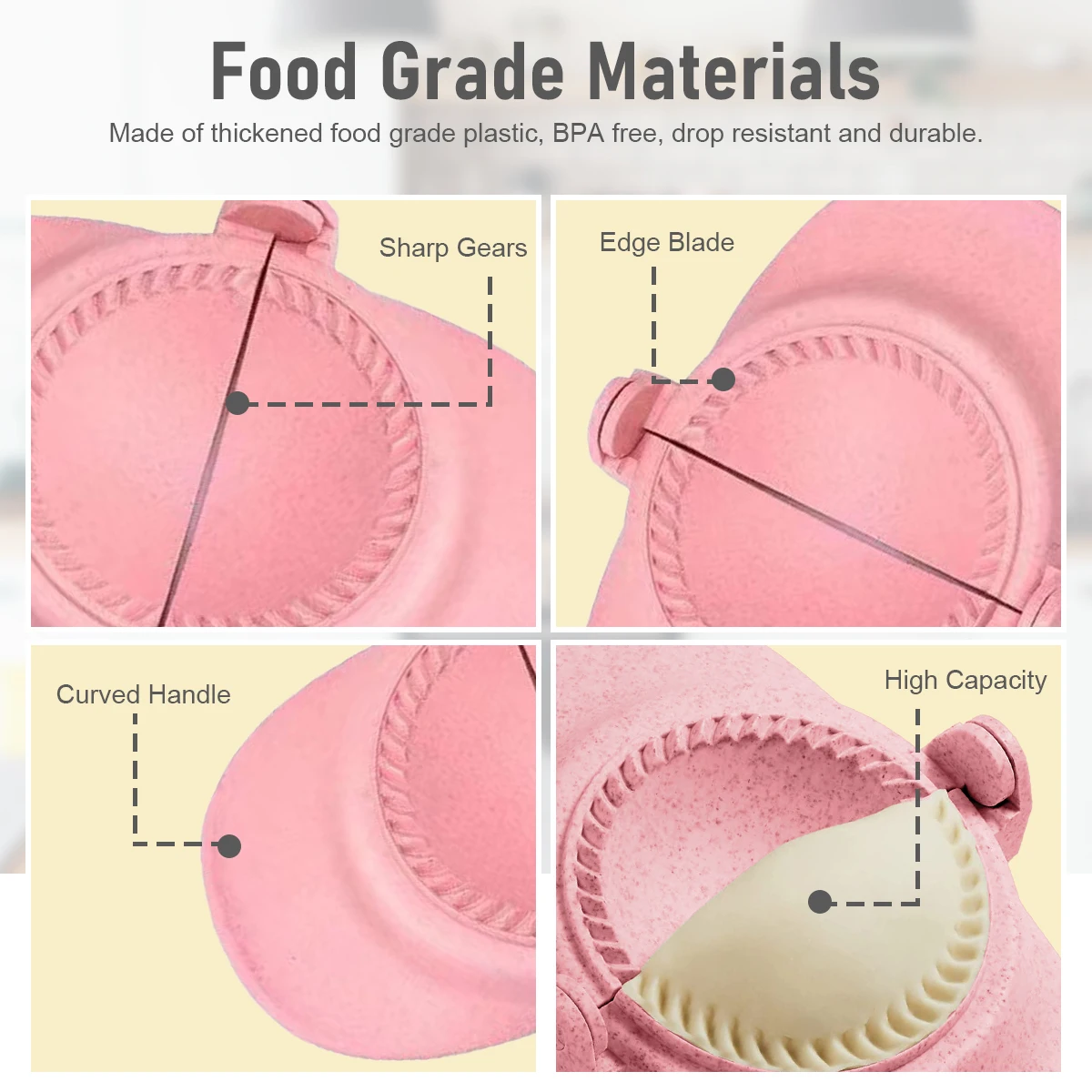 304 Stainless Steel Dumpling Maker, Reutilizável, Press Mold com 3 Cortador de Massa e 1 Colher, Máquina Segura, 7Pcs