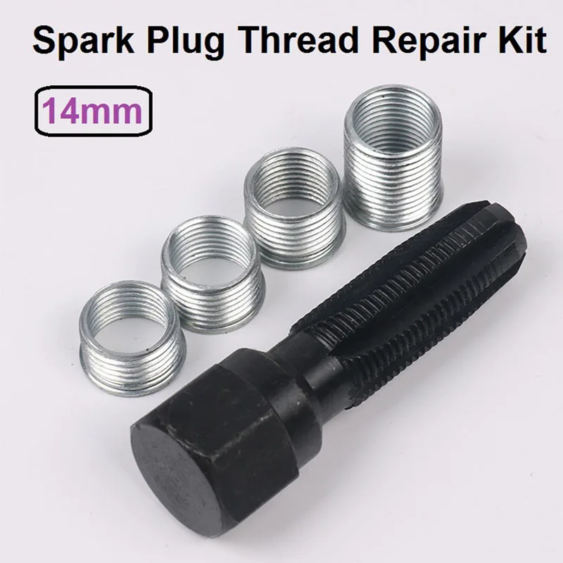 M14 X 1.25 Auto Spark Plug Hole Tapping Tool Spark Plug Thread Repair Kit 14Mm Spark Plug Hole Bushing Repair Kit