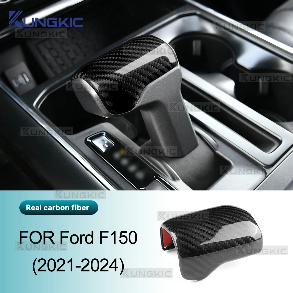 For Ford F-150 F150 14th Gen Raptor 2021 2022 2023 2024 Real Hard Dry Carbon Fiber LHD Car Gear Shift Knob Interior Cover Trim
