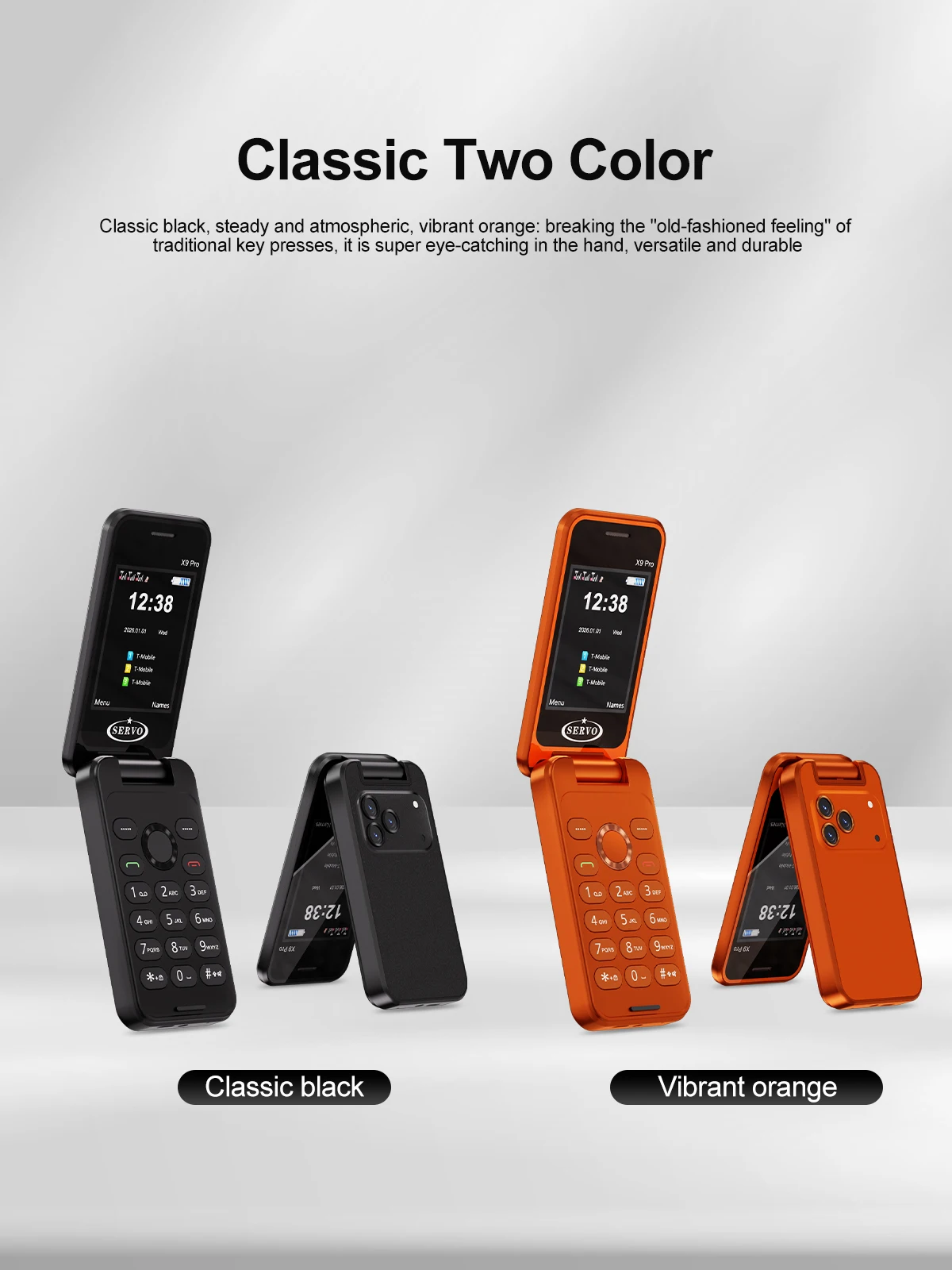 NEW SERVO X9 PRO Flip Mobile Phone 3 SIM Standby Blacklist Magic Voice Speed Dial MP4 Player FM Radio 2G GSM Foldable Cellphones