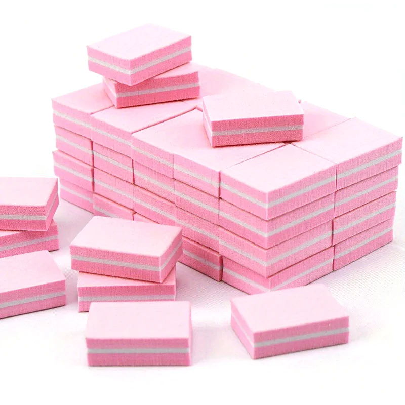 100/180,kit 25 Sandpaper Blocks Sponge Washable  High Plastic Nail Files Polishing Double Sided Colored