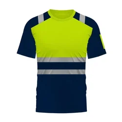 Summer Safety Work TShirt Summer Breathable Work Tops Cast T-shirt Quick Drying Sweat Wicking High Visibility Oversized Clothing