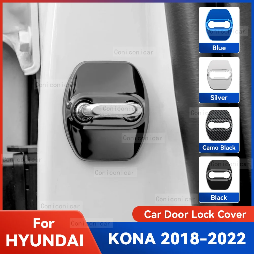 

Auto Car Door Lock Protect Cover Emblems Case Stainless Steel Decoration For HYUNDAI KONA 2018-2022 Protection Accessories