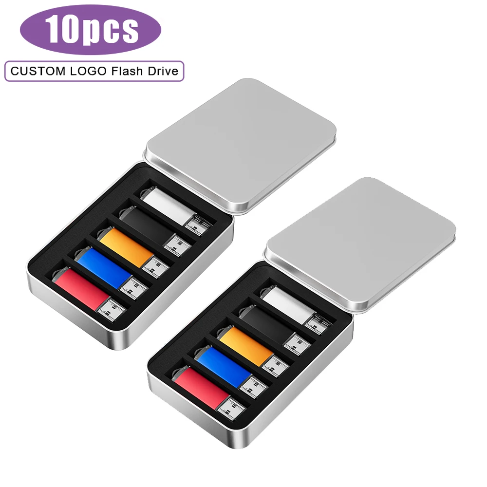 5PCS/10PCS Boxed Packaging Metal USB 2.0 Flash Drives128GB  64GB Business Gift Pen Drive 16GB USB Stick Holiday Gifts 32GB 4GB