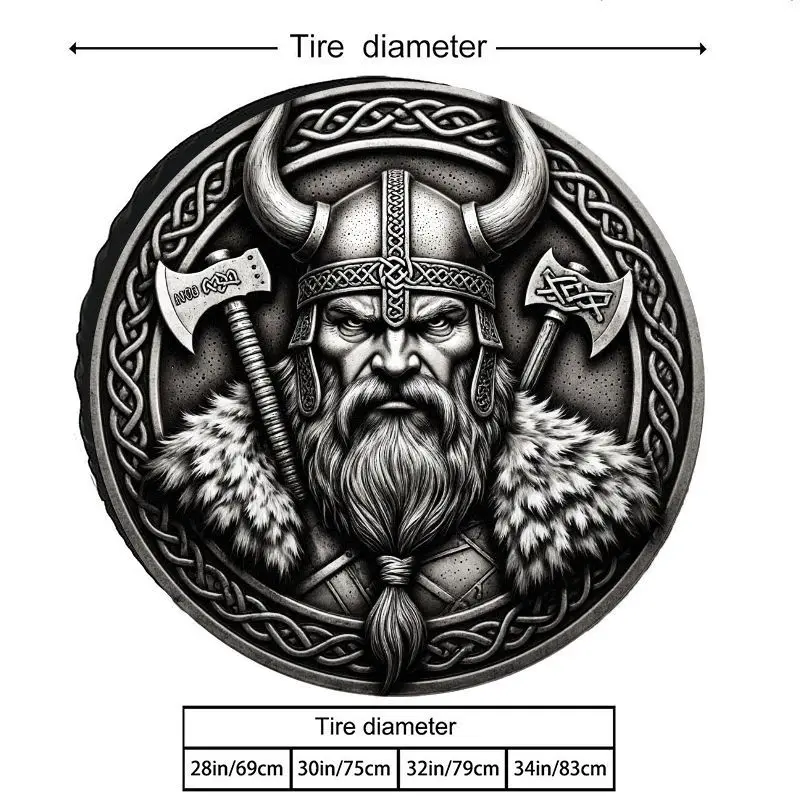 La housse de roue de secours en polyester The Viking God Of War présente un design audacieux avec un nœud celtique, adaptée aux SUV, aux Jeeps, aux camping-cars et aux remorques.