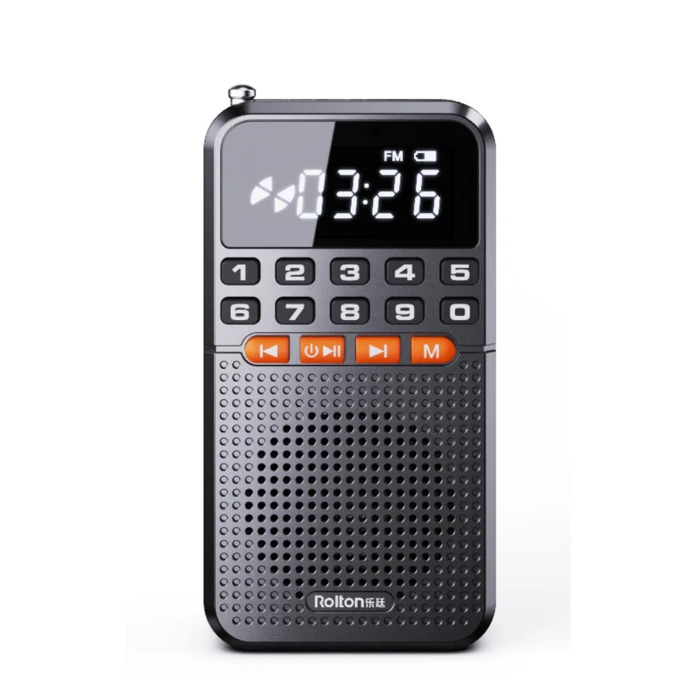 AM/FM Mini Bluetooth Speaker LED Flashlight Portable Radio Pocket Radio Receiver Walkman Black TF Card Music Player Go Hiking