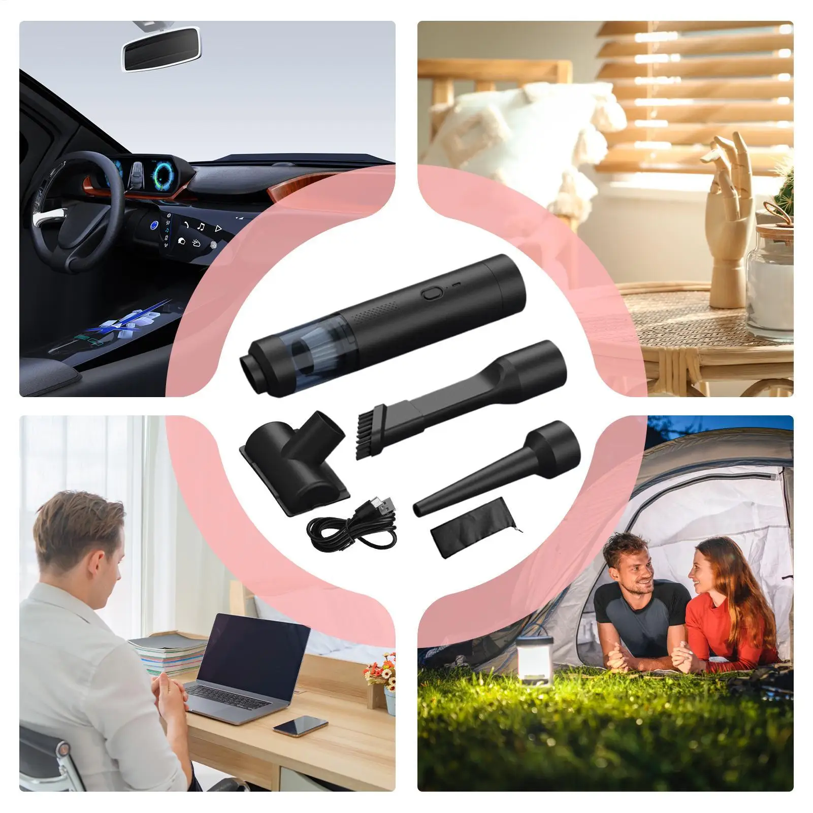 Car Vacuum 19000Pa Cordless Blow Suction Cleaner 4 In 1 Powerful Vacuum For Car Office Truck Pet Dust Floor Carpet Hair Cleaning