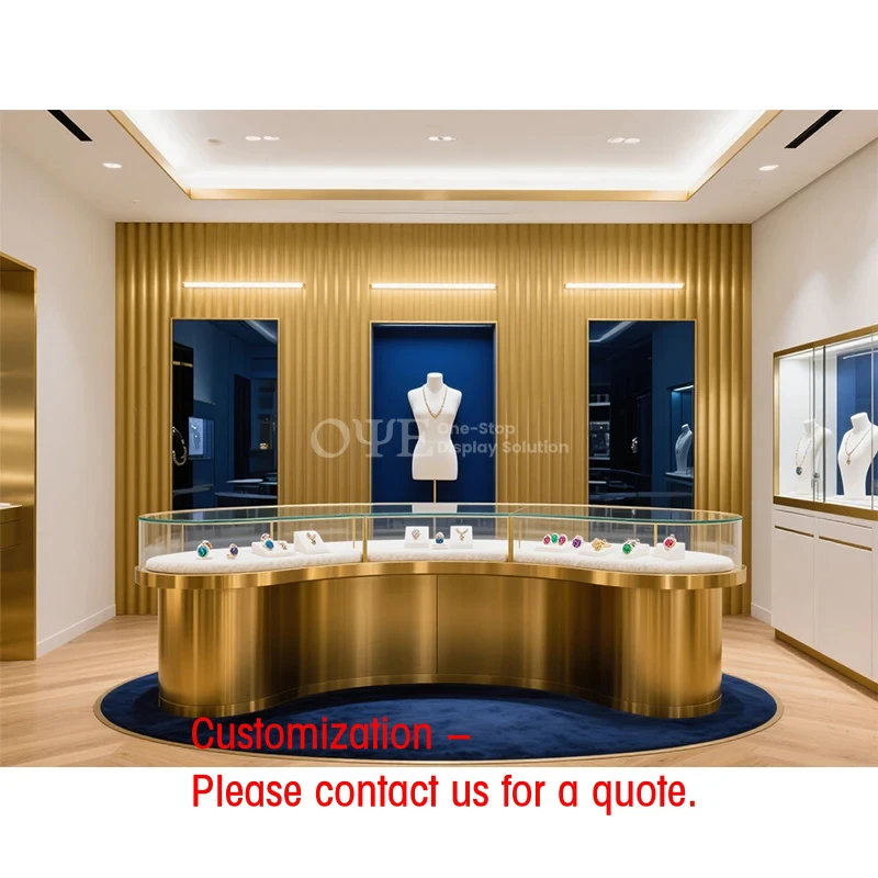 custom.Luxury Fine Jewellery Wall Display Cabinet Lockable Glass Shop Furniture Customized Jewelry Showcase Sales