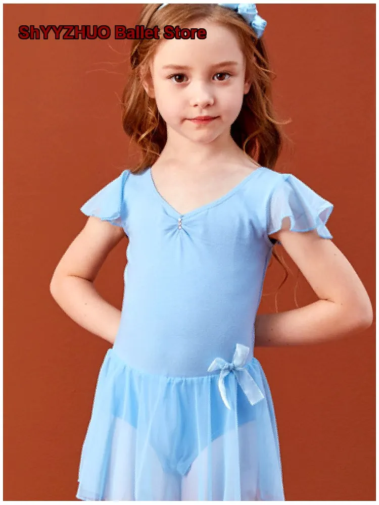 children's-girls-spring-summer-short-sleeves-girls-dress-for-practice-kids-chinese-dance-outfit
