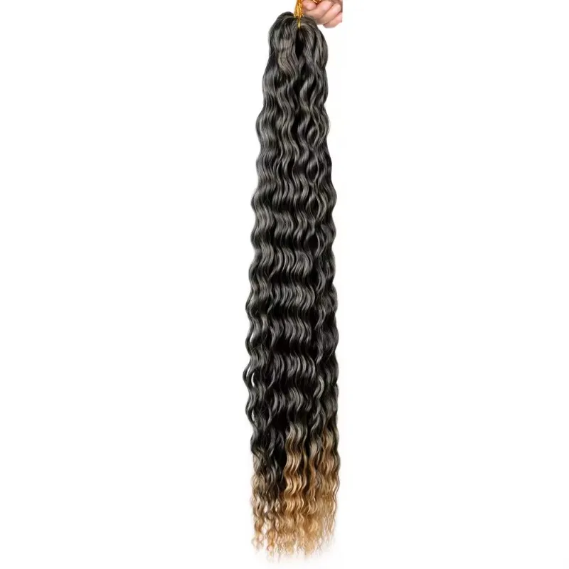 Onda Profunda Crochet Extensão do Cabelo, cabelo extra longo, Ombre Cor, torção profunda, 100 Presente Premium Material, 26"