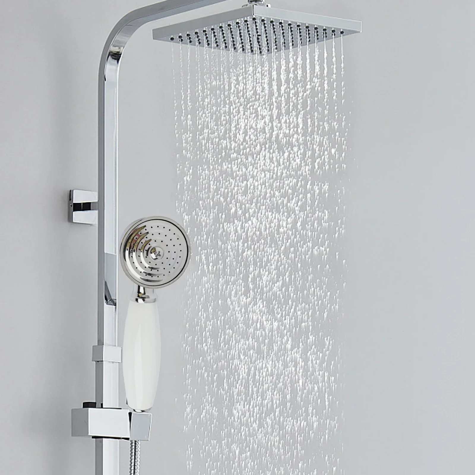 Handheld Shower Head Shower Head 18x5.3cm Detachable Replaceable Accessories White ColourLeak Proof Round Shape