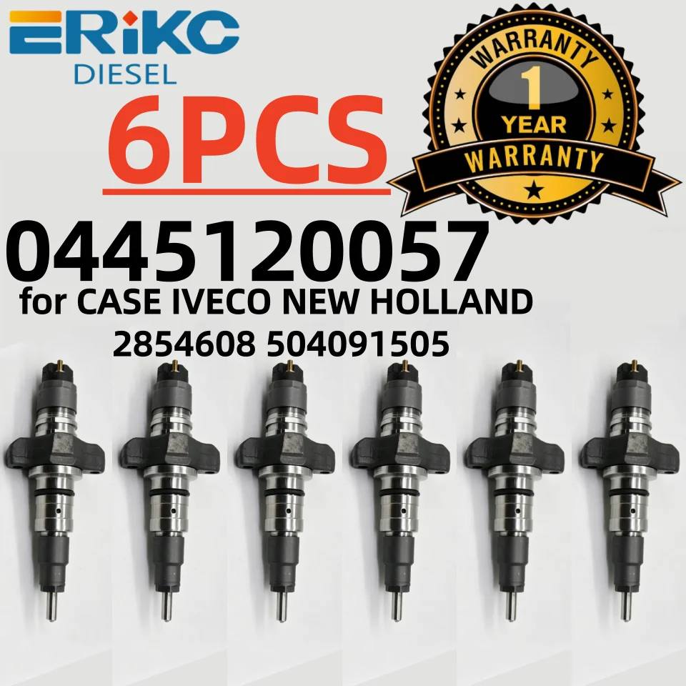 

ERIKC 6PCS 0445120057 0986435552 Diesel Fuel Injectors Engine Nozzle For CASE IVECO NEW HOLLAND 2854608 504091505 2854608