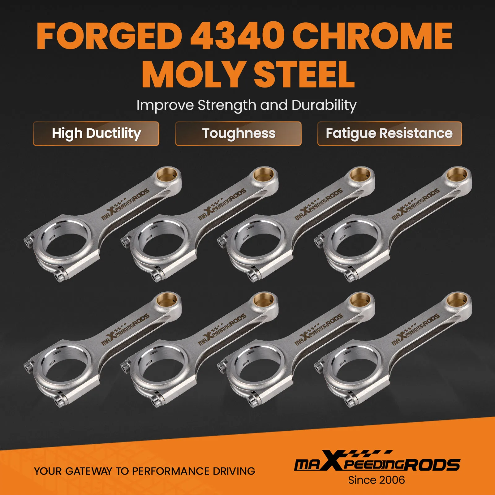 

Conrods Con Rods Bolts For Nissan Patrol Safari Civilian 4.2L TD42 Turbo Diesel 30mm Pin H-beam 4340