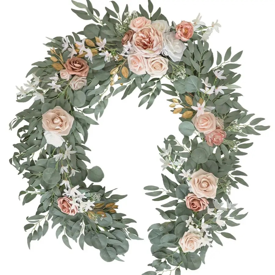 

6 футов цветочная гирлянда эвкалиптовая гирлянда с цветами венок ручной работы для свадебных центральных украшений для репетиционного ужина свадебный Showe