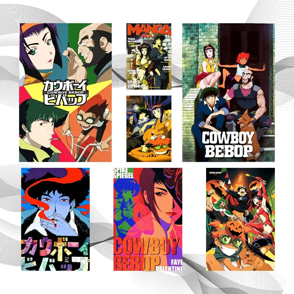 Anime Japanese C-Cowboy Bebop Poster Peel And Stick Wall Art Self Adhesive PP Waterproof Wall Decor Living Room Bedroom Gift