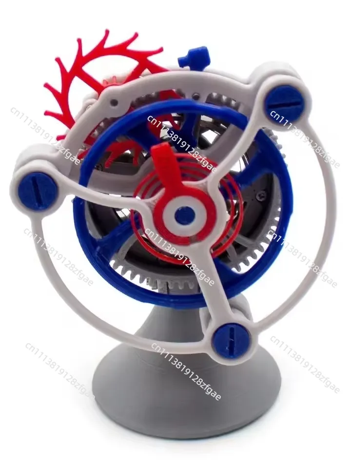Tourbillon Mechanical Model - 3D Printed Gear Transmission with Hand-Wound Power & Rotating Escapement