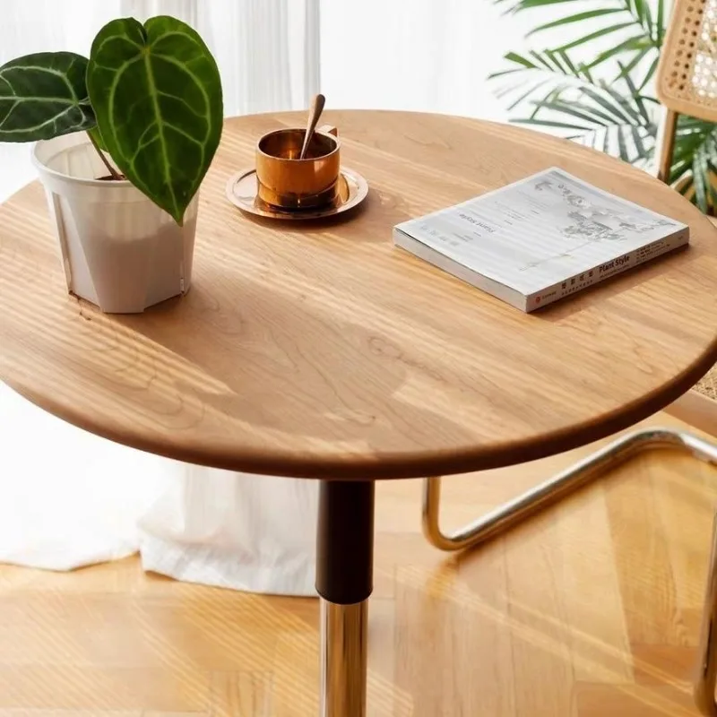 خشب الكرز في أمريكا الشمالية، طاولة قهوة متحركة، طاولة جانبية للرفع، طاولة مربعة صغيرة من خشب الجوز، خشب متين مستدير بجوار السرير