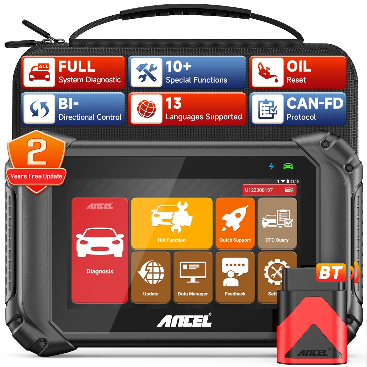 ANCEL V5 BT Bidirectional OBD2 Scanner Full System Wireless Car Diagnostic Tool OE-Level CAN-FD Scan Tool Ecu Scanner Automotive