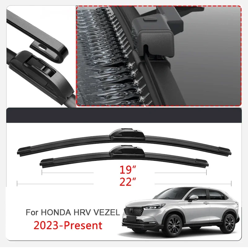 18“26”Car Custom Wet Arm Frameless Wiper Blades Upgrade Windshield Water Spray For Honda HRV VEZEL 2015-2026 Cleaning Accessory