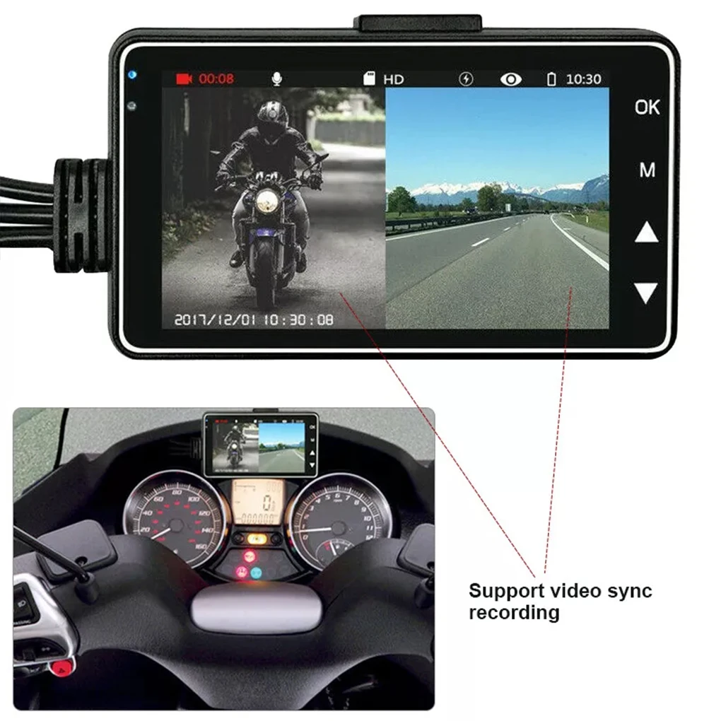 Motorcycle Video Recorder With Mobile Detection Feature HD When Parking Motorcycle Cameras Dash Cam