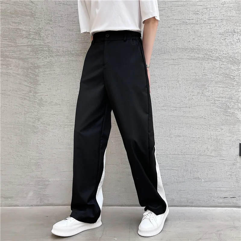 

Men's Suit Straight Pants Spring And Autumn New Fashion Men Splicing Design Sense Of Casual Loose Large Pants