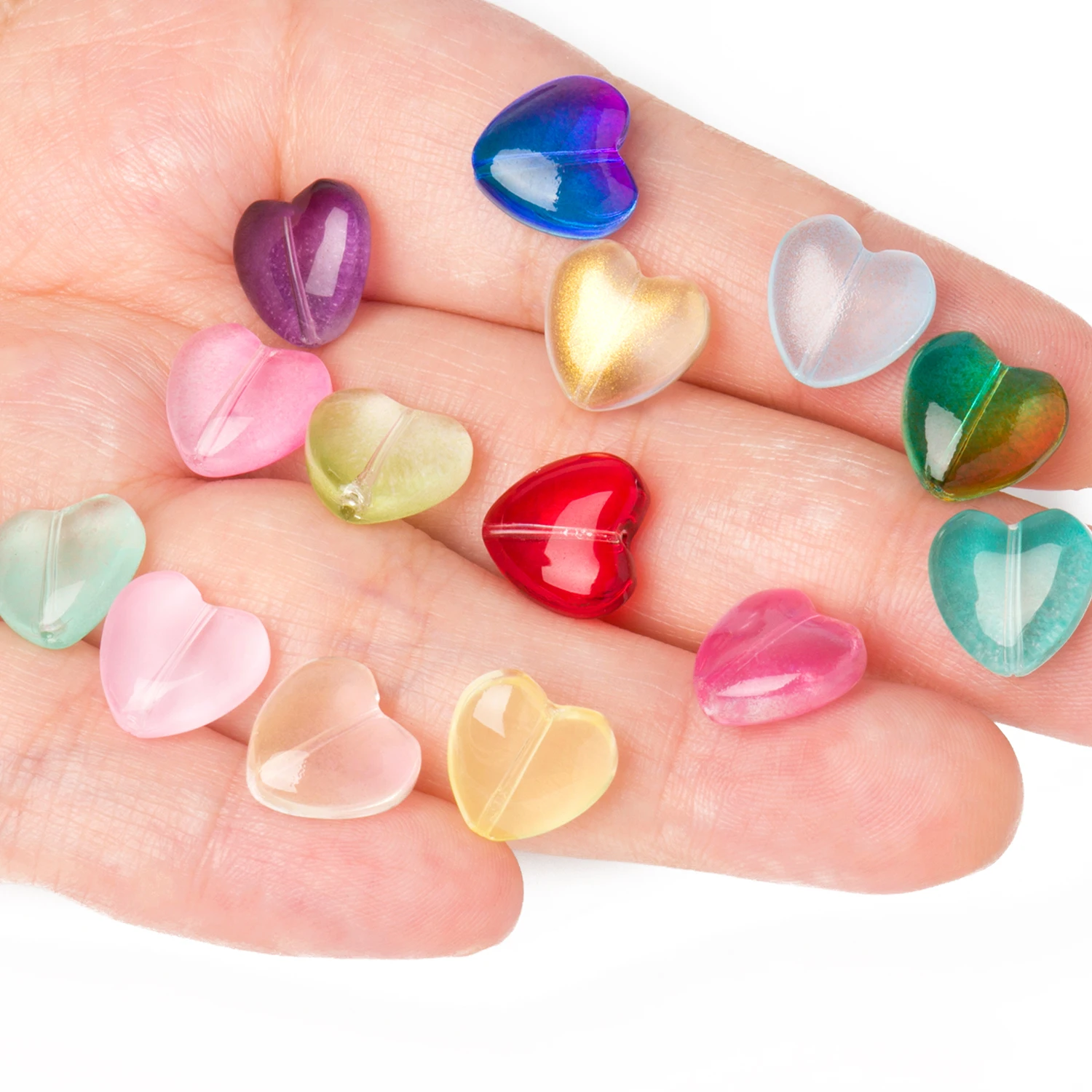 20pcs Love Heart Lampwork Glass Beads Multicolor Czech Crystal Loose Beads For Jewelry Making Handmade DIY Beacelets Accessories