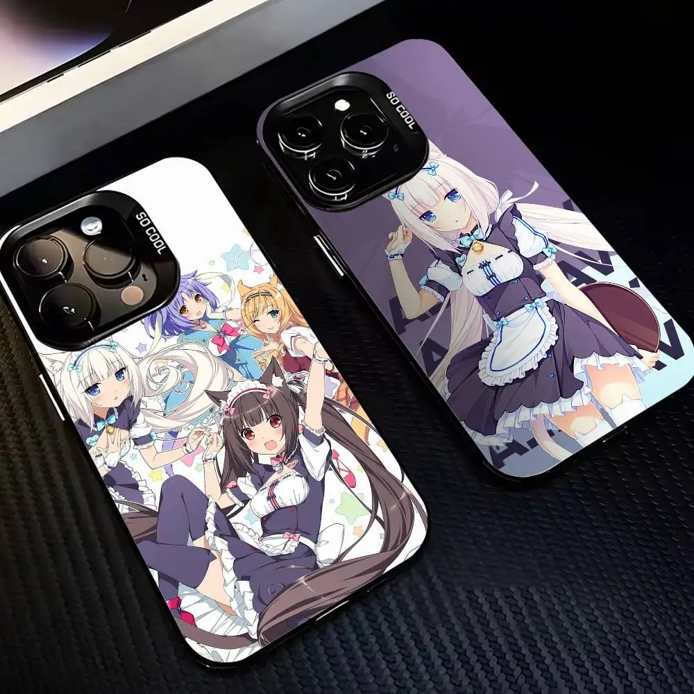 

N-Nekopara girls Game Phone Case For iPhone17,16,15,14,13,12,11,Pro,MAX Gray Matte Silicone Black Cover