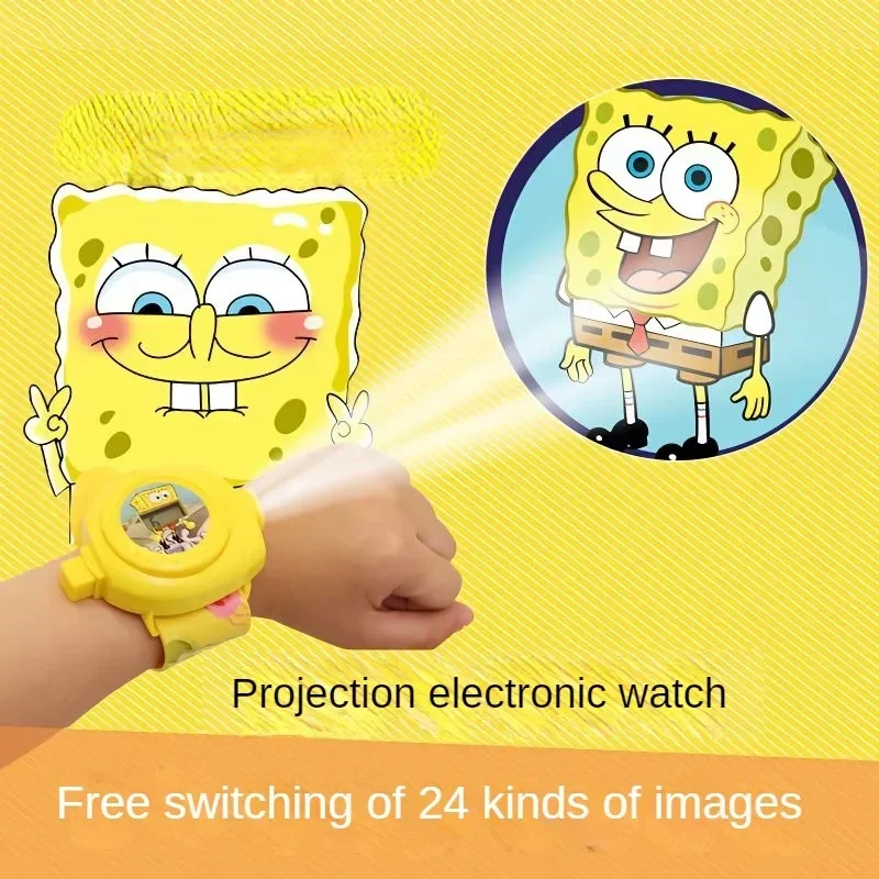 SpongeBob Children Watches Projection Digital Clock Boy Girl Cartoon Anime Kids Watch Students Cute Creativity Toy Birthday Gift