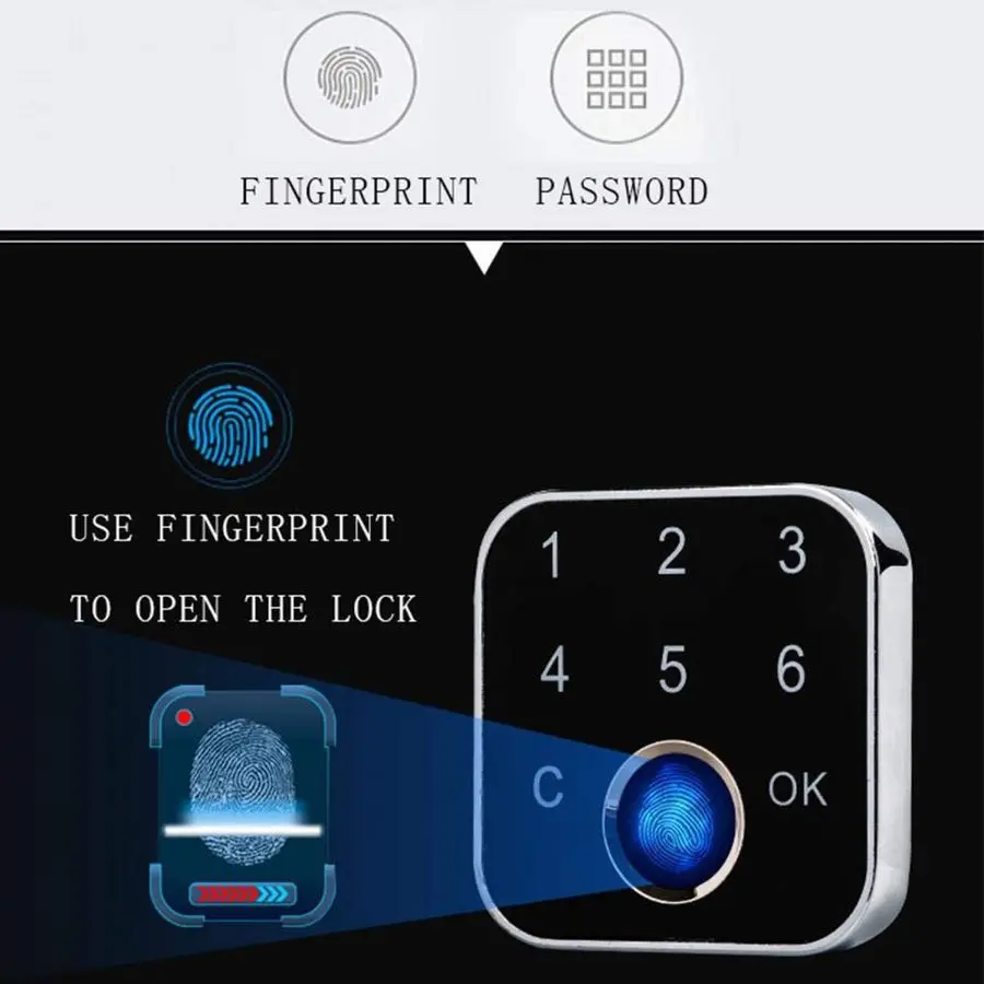 وقفل درج بكلمة مرور 2 في 1 قفل إلكتروني ذكي بدون مفتاح للخزائن وخزانة الملابس والصندوق