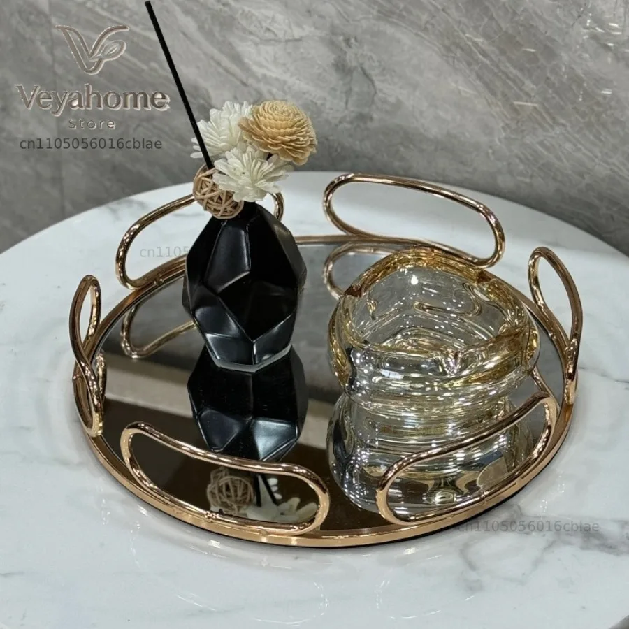 Modern Durable Sleek Tray Coffee Washing Mirror Ornament Tray Light Luxury Soft Decoration Home Accessories Dienblad XY40TP