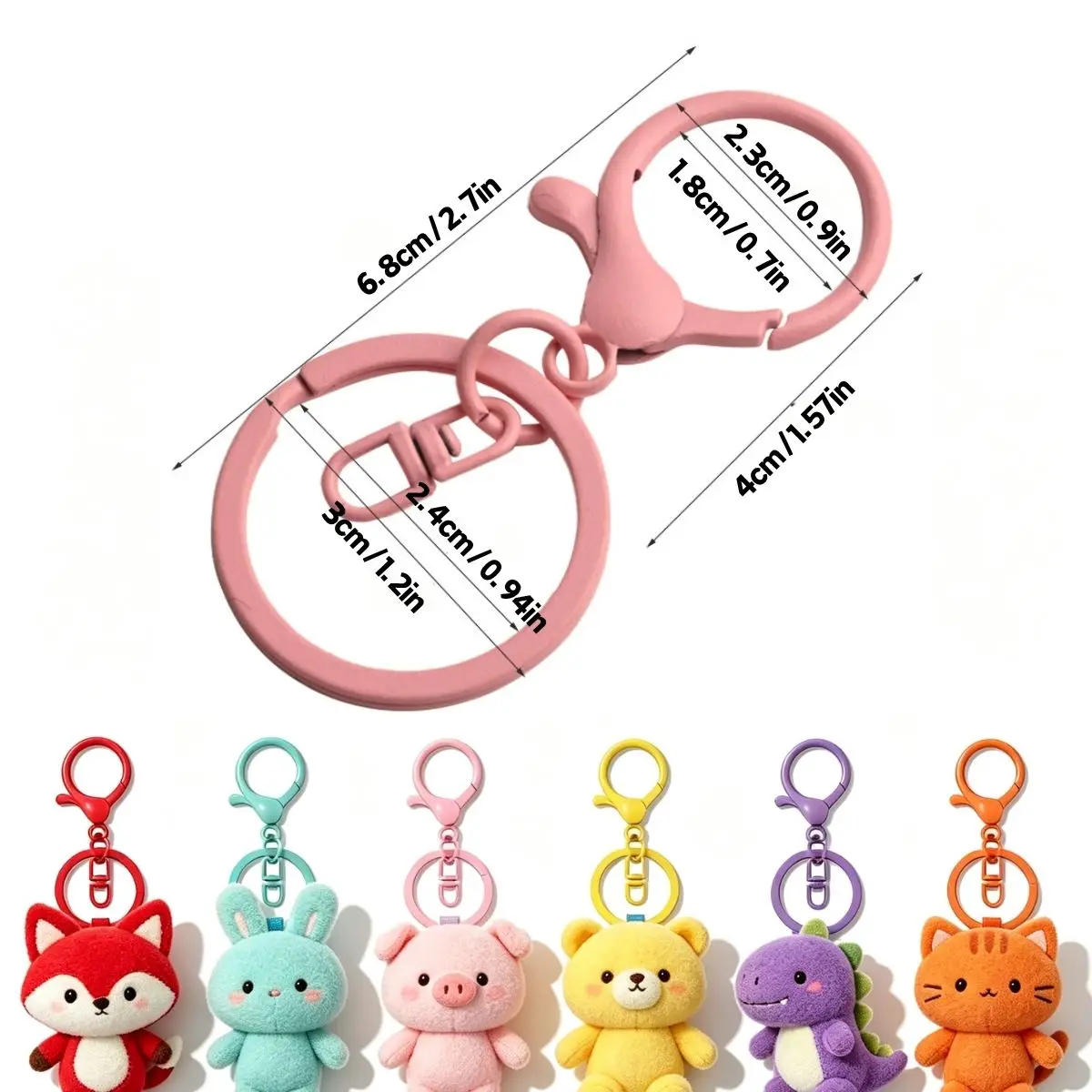 21Pcs Random Colors Lobster Claw Clasps for Keychains Large Lobster Claw Clasps Flat Split Key Chain Rings