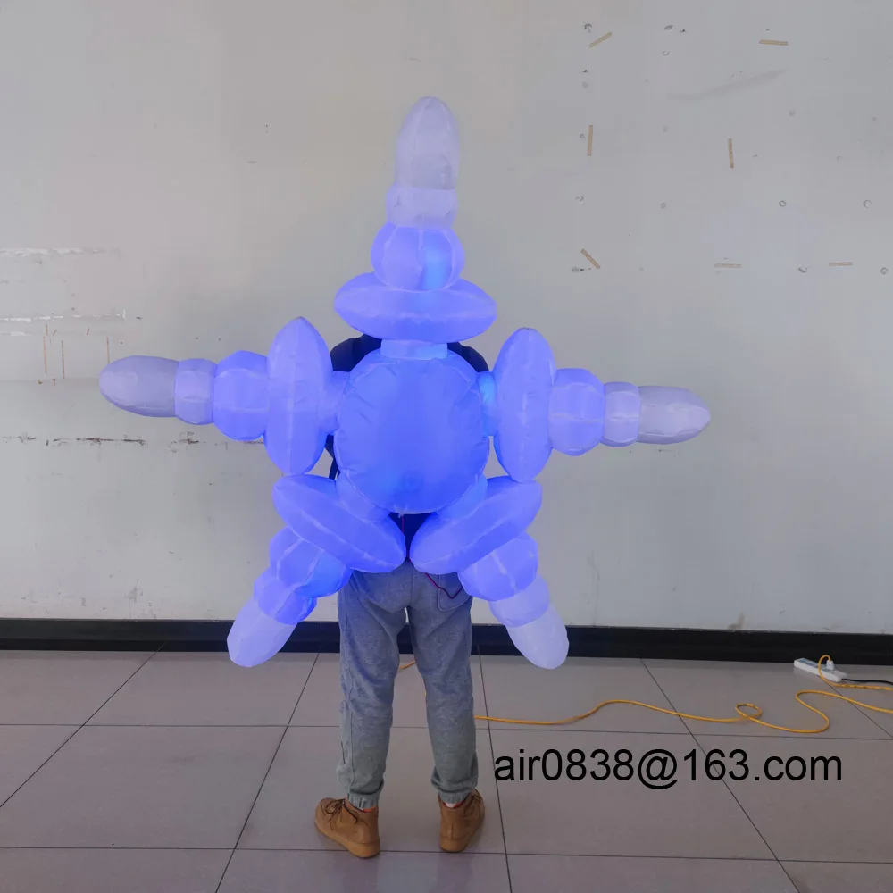 Walkable Inflatable Snowflake Costume With Led Lights Adults Christmas Performance Suits For Carnival Dancing Parade Decoration